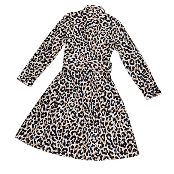 J. Crew leopard print tie-waist shirt dress pockets long sleeve buttons collar 2 - Picture 9 of 16